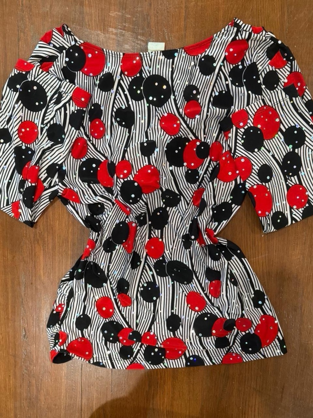 Cocomo Red & Black Printed V-Neck Wrap Top with Decorative Ring - Picture 2 of 4
